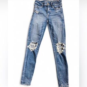 American Eagle Outfitters Ripped Blue Skinny Jeans